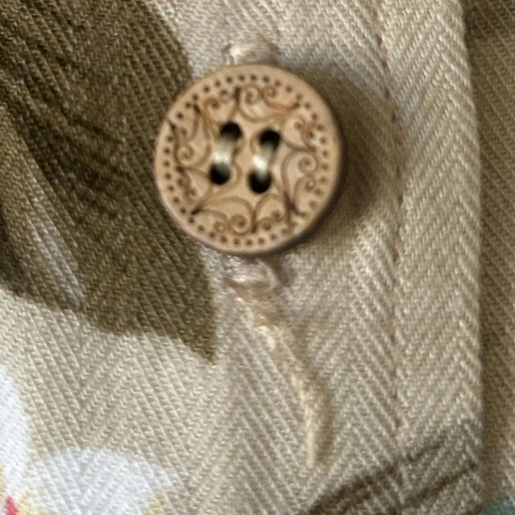 Bahama Beach Womens Blouse Tropical Beige Short Sleeve Collared Button Up XL - Picture 3 of 13